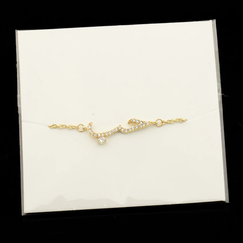Full Crystal Quote In Arabic Bracelets For Women Engagement Jewelry Stainless Steel Chain Gold Filled Friendship Bracciali Donna