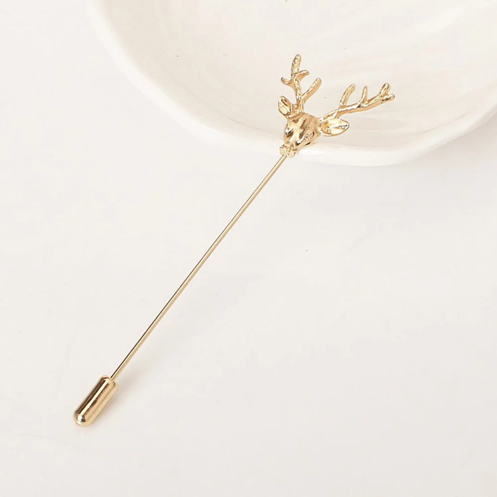 Hollow Fashion Simple Retro Deer Head Brooch Pins For Women Men Suit Animal Collar Pin Fine Jewelry
