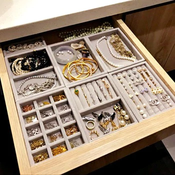 New Drawer DIY Jewelry Storage Tray Ring Bracelet Gift Box Jewellery Organizer