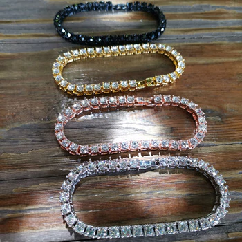 Hip hop Bling Iced Out Cubic Zirconia Bracelet Tennis Chain Bracelets