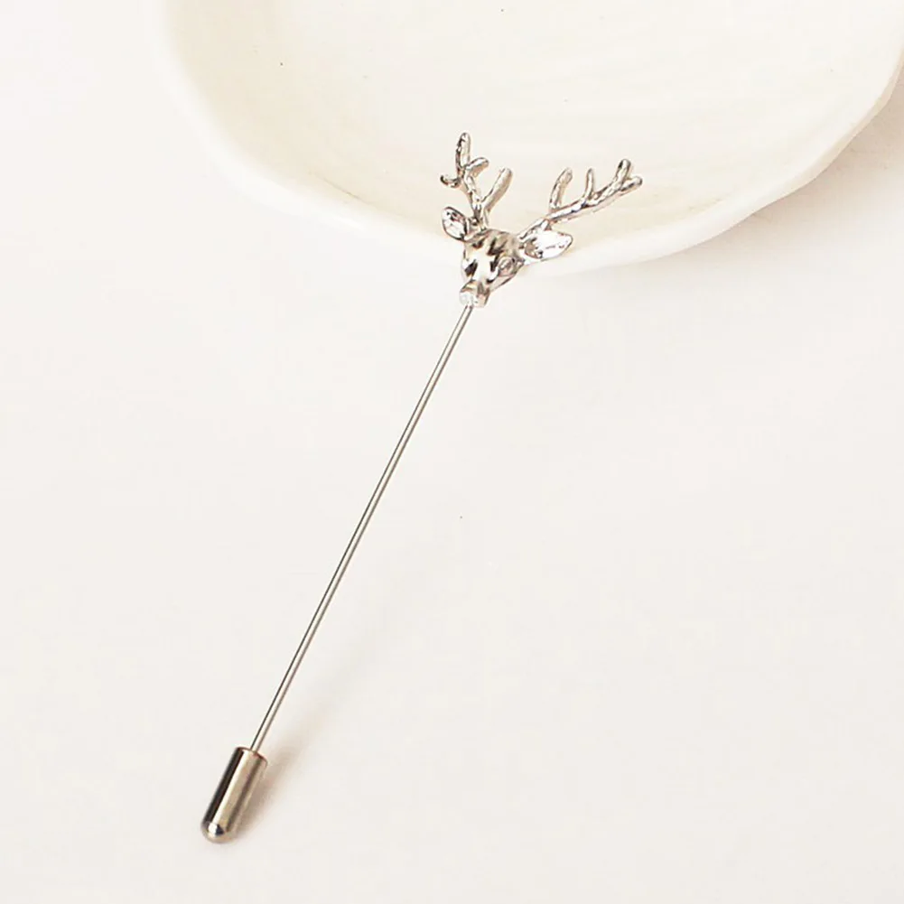 Hollow Fashion Simple Retro Deer Head Brooch Pins For Women Men Suit Animal Collar Pin Fine Jewelry