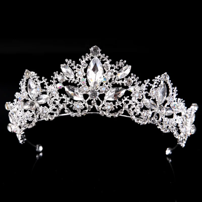 2022 New Fashion Baroque Luxury Crystal AB Bridal Crown Tiaras Light Gold Diadem Tiaras for Women Bride Wedding Hair Accessories