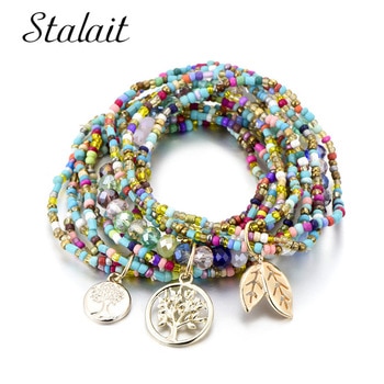 Bohemian Style Life of Tree Leave Charm Beads Bracelets For Women