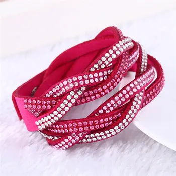 Kejialai Multi Rows CZ Wrap Charm Bracelet Leather Rope Bracelets With Crystal Fashion Jewelry 1