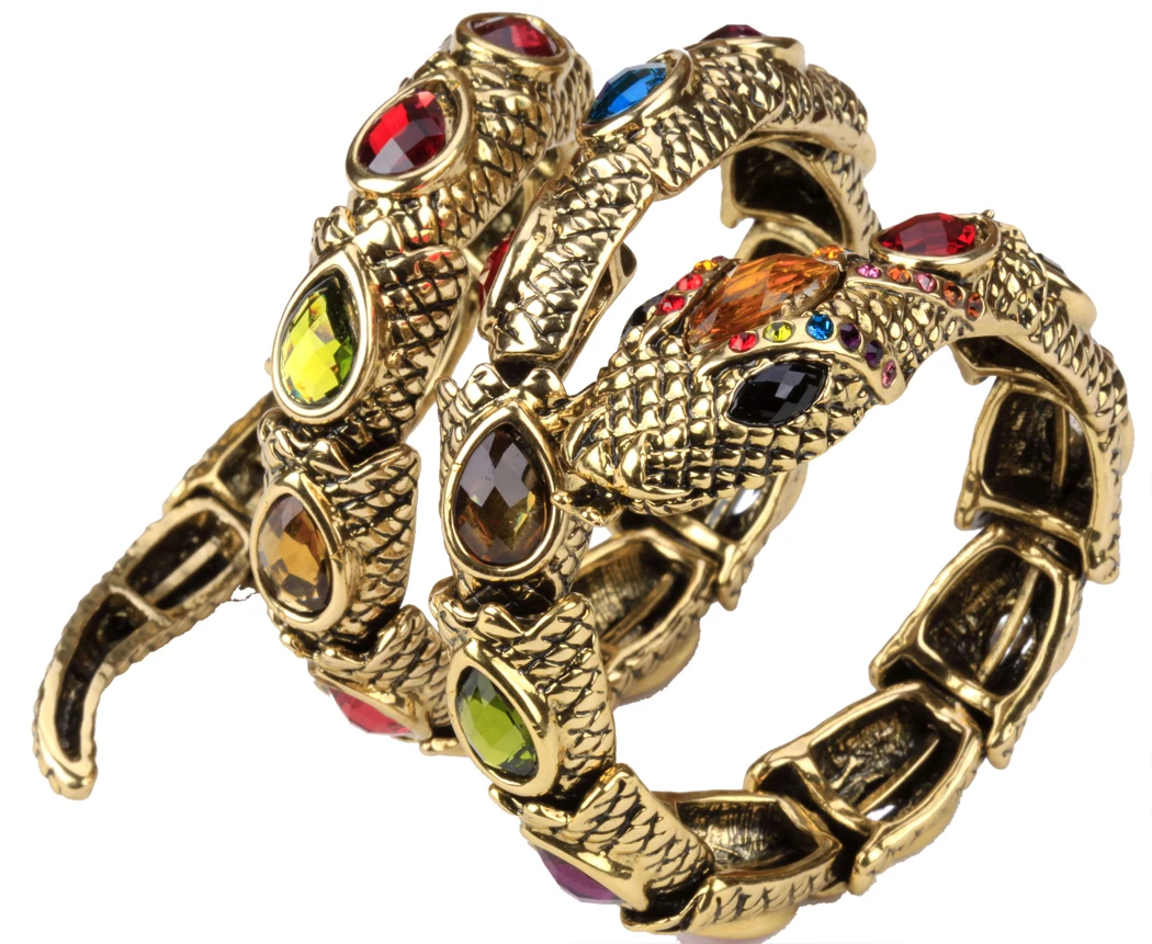 YACQ Stretch Snake Bracelet Armlet Upper Arm Cuff Women Punk Rock Crystal Bangle Jewelry Gold Silver Color Dropshipping A32