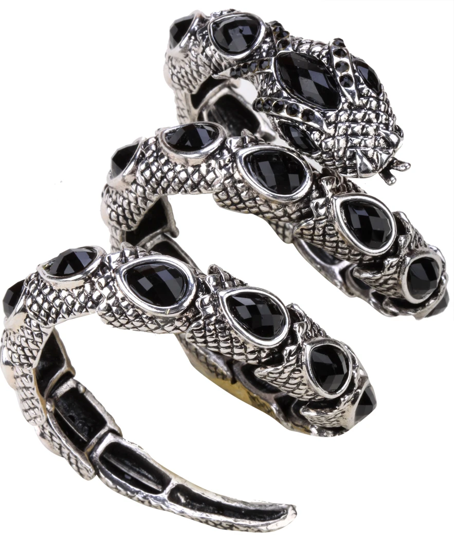 YACQ Stretch Snake Bracelet Armlet Upper Arm Cuff Women Punk Rock Crystal Bangle Jewelry Gold Silver Color Dropshipping A32