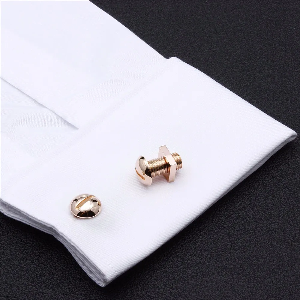 Rose Gold Screw Cufflinks HAWSON Fashion Men's Cuff links Jewelry Accessory With Velvet Bag Rose Gold Screw Cufflinks HAWSON Fashion Men's Cuff links Jewelry Accessory With Velvet Bag