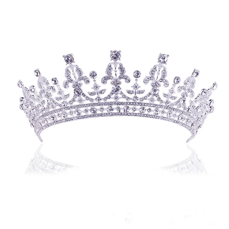 2022 New Fashion Baroque Luxury Crystal AB Bridal Crown Tiaras Light Gold Diadem Tiaras for Women Bride Wedding Hair Accessories