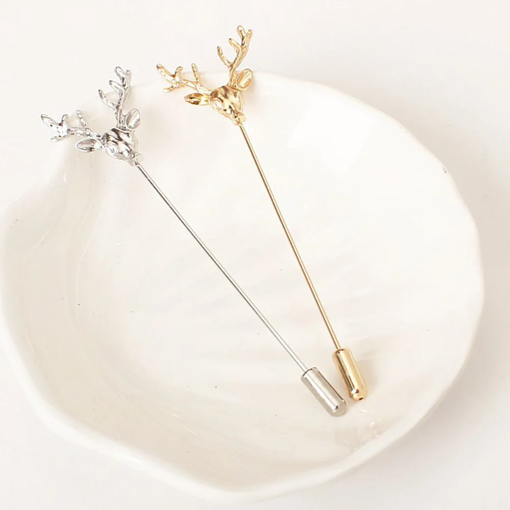 Hollow Fashion Simple Retro Deer Head Brooch Pins For Women Men Suit Animal Collar Pin Fine Jewelry