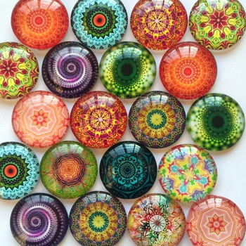 ZEROUP Round Photos Glass Cabochon Mixed Pattern fit Cameo Base Setting Jewelry Components
