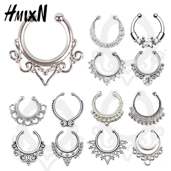Fashion Crystal fake nose ring round shape Fake septum Piercing Hoop For Women Body Jewelry