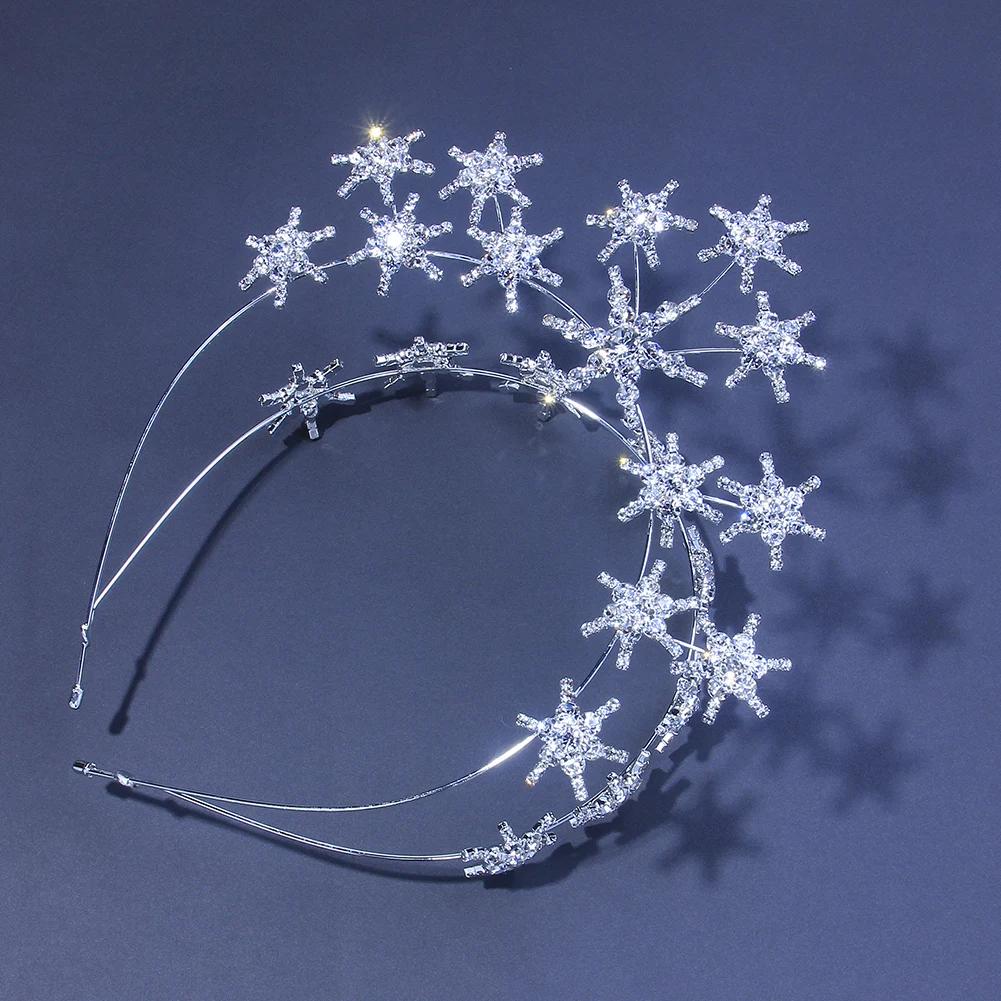 Stonefans Baroque Bridal Hair Accessories Star Crown Wedding Headband Silver Color Rhinestone Tiara Crown Banquet Party Jewelry