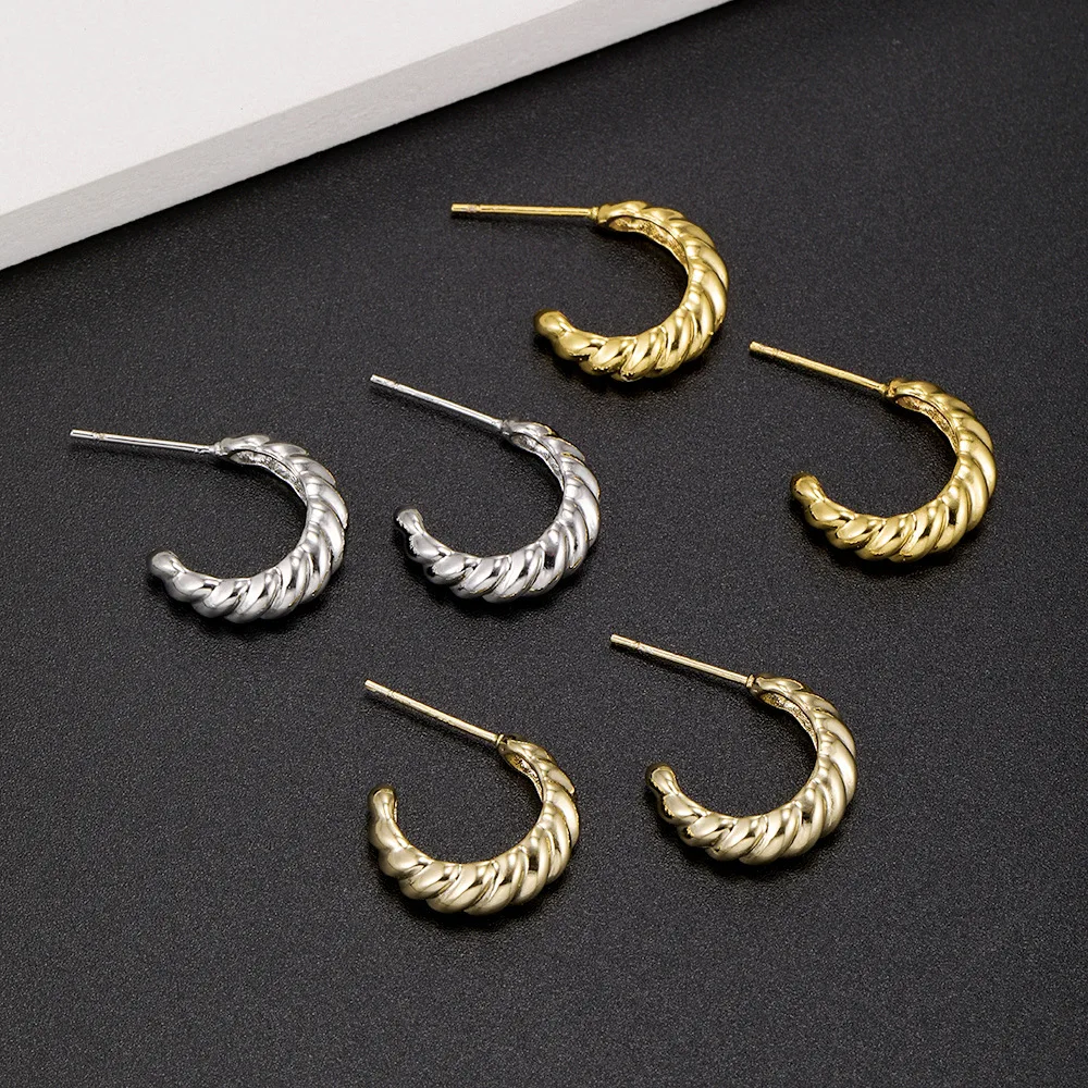 C Shape Twist Croissant Earrings For Women Stainless Steel Hoop Earrings Circle Round Earring Female Fashion Jewelry Orecchini