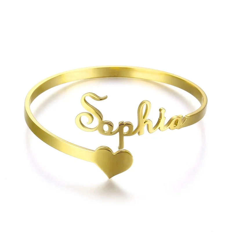 Customized Classic Nameplate Name Bracelet Personalized Custom Cuff Bangles Women Men Rose Gold Stainless Steel Jewelry