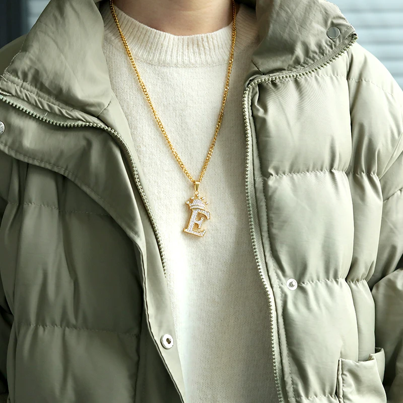 Crystal Crown Necklace For Man Women Initial Letter Necklaces Hip Hop Alphabet Pendant Goth Chain Jewelry Gifts For Kids Bijoux Crystal Crown Necklace For Man Women Initial Letter Necklaces Hip Hop Alphabet Pendant Goth Chain Jewelry Gifts For Kids Bijoux