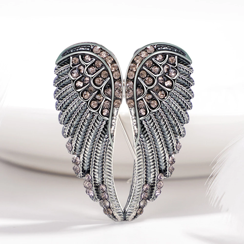 Angel Wings Rhinestone Brooches Pin Women Glitter Collar Pin Clothes Decor Luxury Brooch Wings Exquisite Corsage Enamel Pin Angel Wings Rhinestone Brooches Pin Women Glitter Collar Pin Clothes Decor Luxury Brooch Wings Exquisite Corsage Enamel Pin