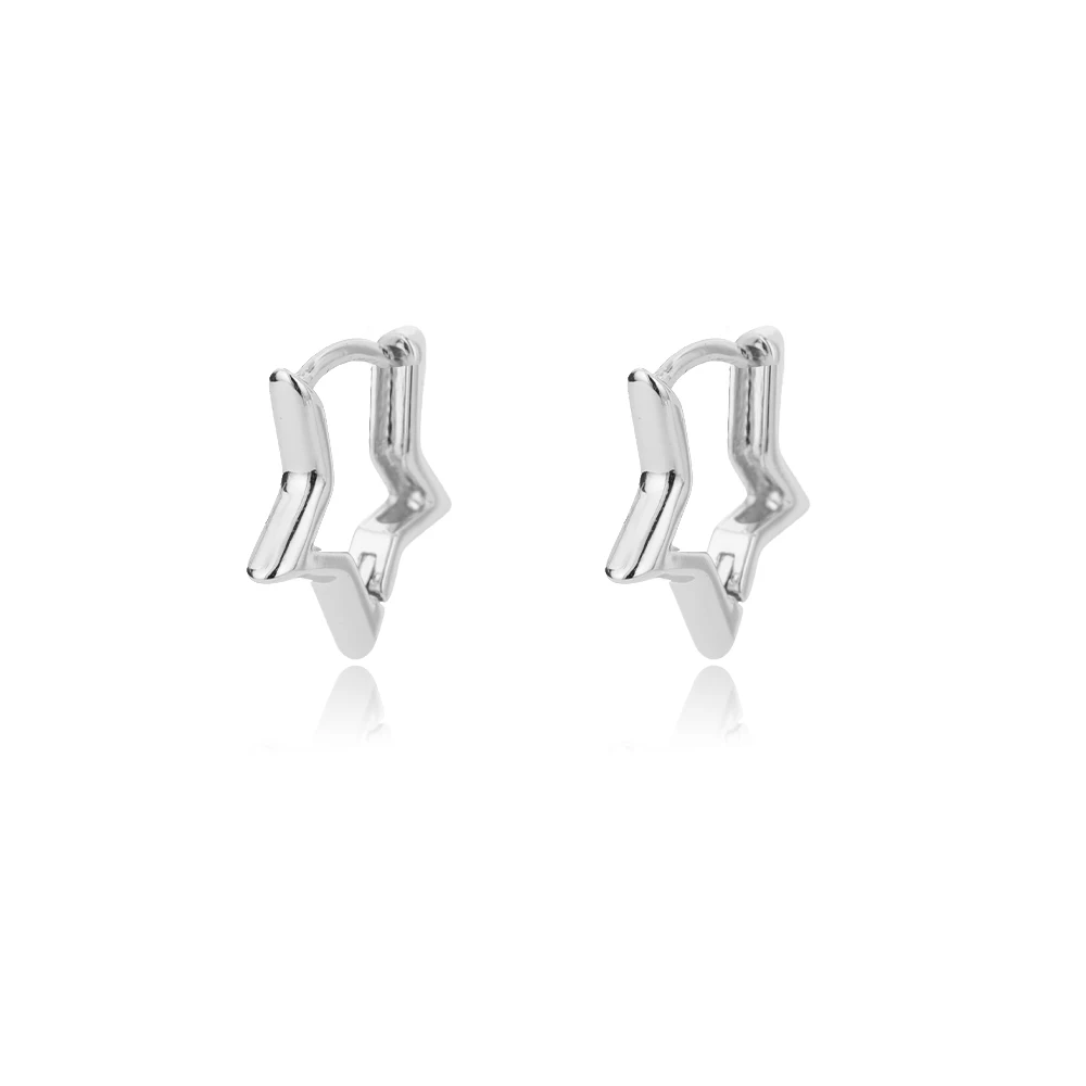 Geometric Star Earrings For Women Girl Stainless Steel Gold Plated Minimalist Punk Star Hoop Earring Christmas Jewelry Gift