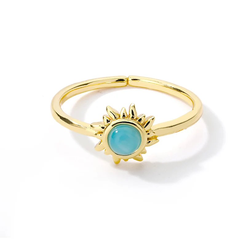 Opal Finger Rings For Women Stainless Steel Adjustable Couple Ring Geometric Handmade Aesthetic Jewelry Gift Anillos 2022