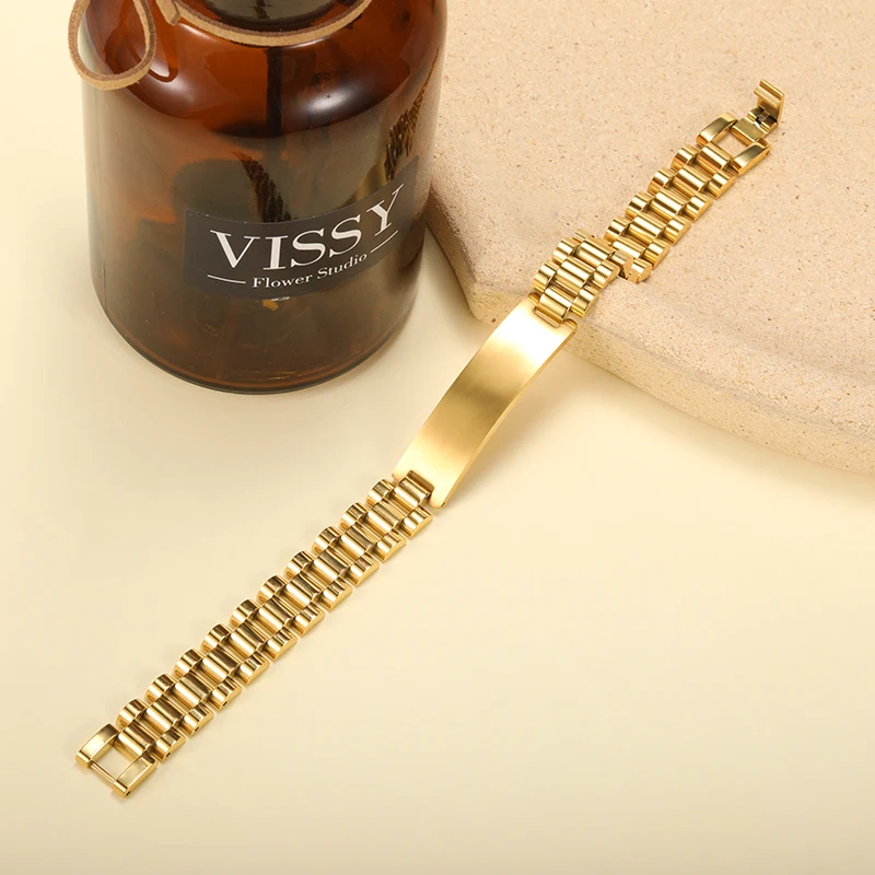 Customized Male Name Bracelet Stainless Steel Gold Color Punk Jewelry Personalized Letter Nameplate Bangle Best Friend Gifts