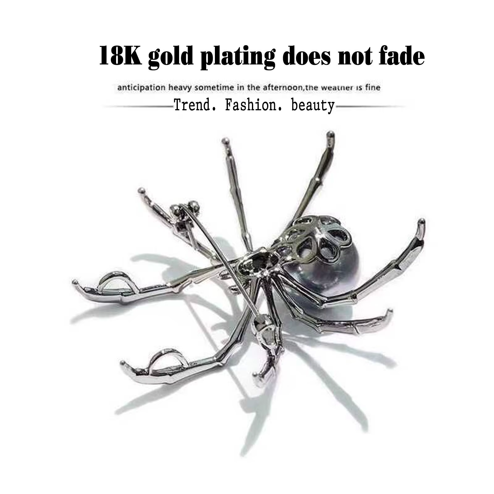 Halloween Women's Imitation Pearl Brooch, Body And Micro Pave Spider, Jewelry , Black Women Jewelry Accessory значки на портфель