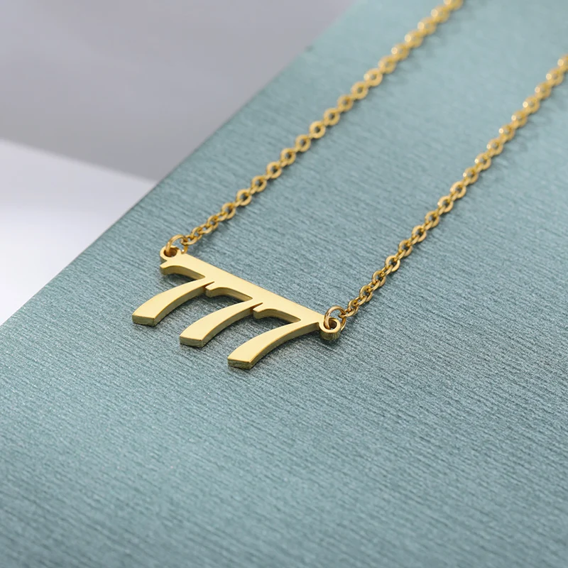 Custom 111 222 333 444 555 666 777 888 999 Year Angel Number Necklace For Women Stainless Steel Choker Collars Femme Jewelry