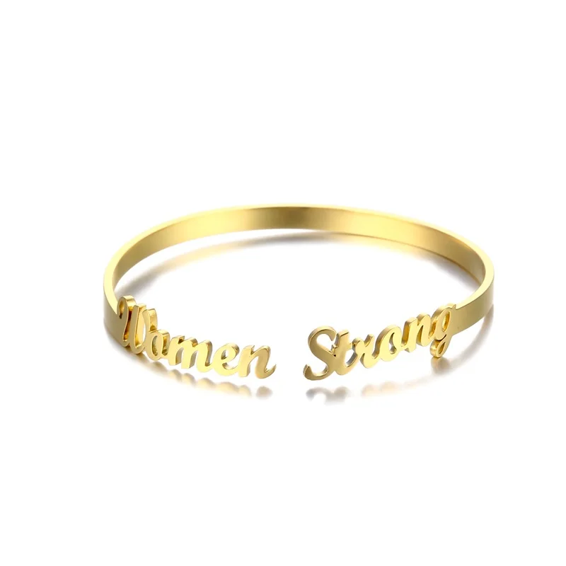 Customized Classic Nameplate Name Bracelet Personalized Custom Cuff Bangles Women Men Rose Gold Stainless Steel Jewelry