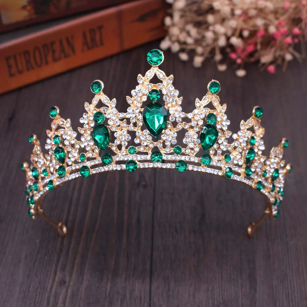 2022 New Fashion Baroque Luxury Crystal AB Bridal Crown Tiaras Light Gold Diadem Tiaras for Women Bride Wedding Hair Accessories