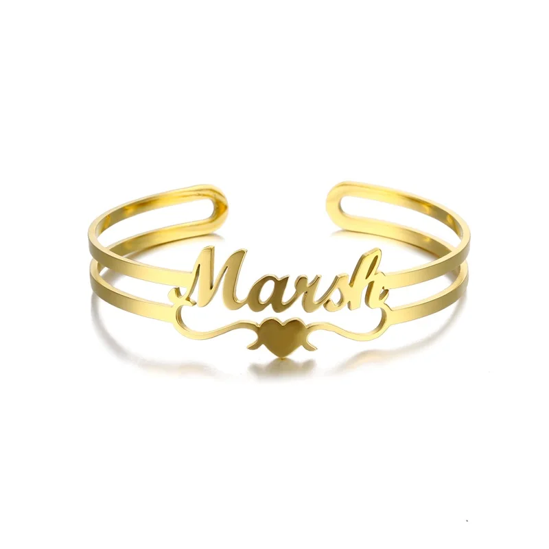 Customized Classic Nameplate Name Bracelet Personalized Custom Cuff Bangles Women Men Rose Gold Stainless Steel Jewelry