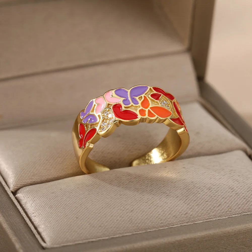 Colorful Enamel Rings For Women Adjustable Open Stainless Steel Finger Ring 2022 Trend Femme Aesthetic Jewelry anillos mujer Colorful Enamel Rings For Women Adjustable Open Stainless Steel Finger Ring 2022 Trend Femme Aesthetic Jewelry anillos mujer