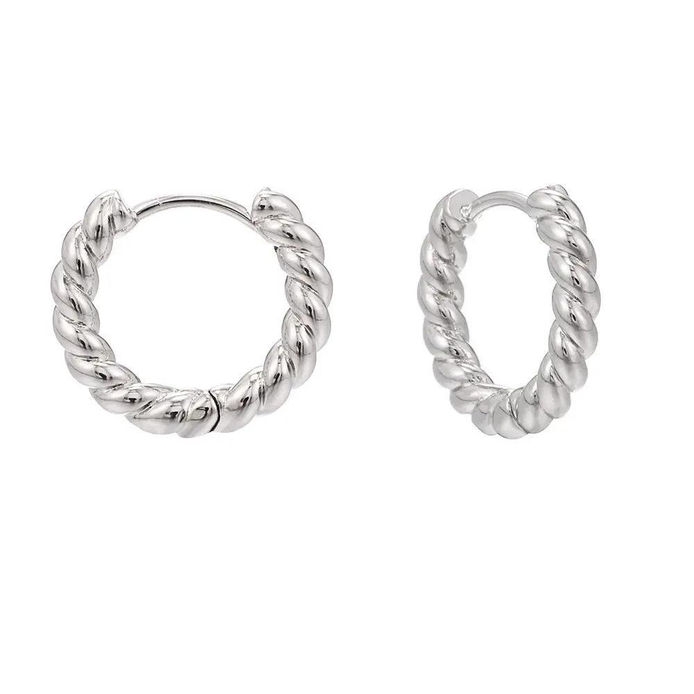 C Shape Twist Croissant Earrings For Women Stainless Steel Hoop Earrings Circle Round Earring Female Fashion Jewelry Orecchini