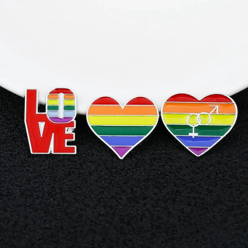 Woman Cartoon Mini Rainbow Brooches Pins Gay LGBT Design Rainbow Love Wave Pin Brooch Badge Collar Jewelry Gift