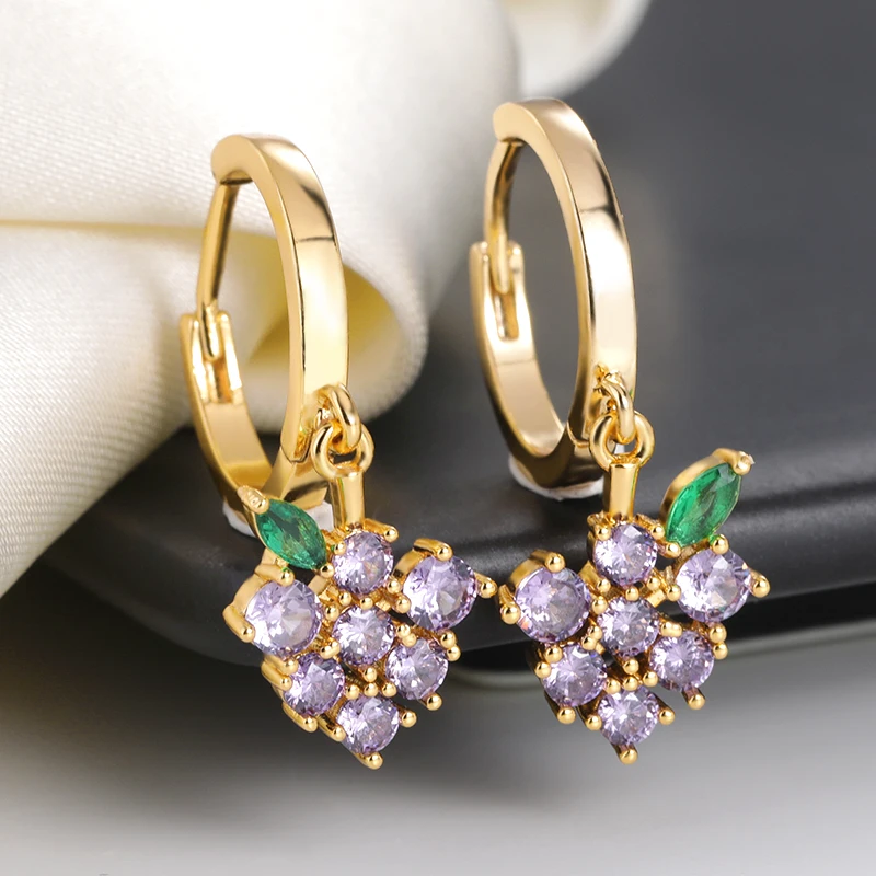 2021 Fashion Korean Fruit Shaped Drop Earrings For Women Sweet Girls Cute Purple Grapes Brincos Line Pendientes Jewelry Gifts 2021 Fashion Korean Fruit Shaped Drop Earrings For Women Sweet Girls Cute Purple Grapes Brincos Line Pendientes Jewelry Gifts