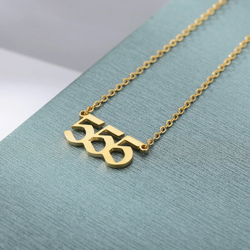 Custom 111 222 333 444 555 666 777 888 999 Year Angel Number Necklace For Women Stainless Steel Choker Collars Femme Jewelry