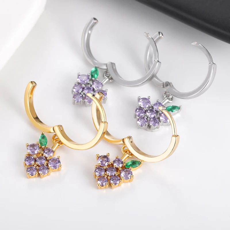 2021 Fashion Korean Fruit Shaped Drop Earrings For Women Sweet Girls Cute Purple Grapes Brincos Line Pendientes Jewelry Gifts 2021 Fashion Korean Fruit Shaped Drop Earrings For Women Sweet Girls Cute Purple Grapes Brincos Line Pendientes Jewelry Gifts