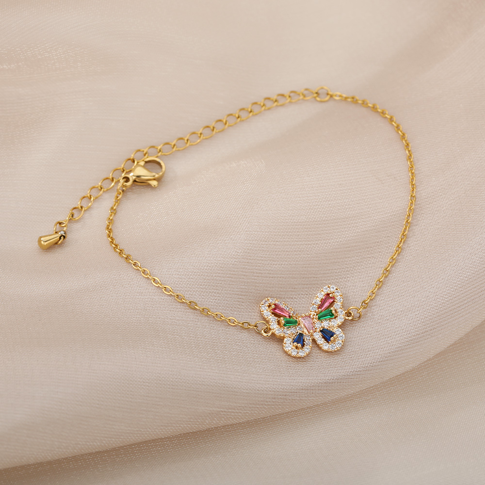 Butterfly Bracelet For Women Sweet Shining Colorful Zircon Stainless Steel Cute Animal Bracelet Accessory Bangle Jewelry Boho Butterfly Bracelet For Women Sweet Shining Colorful Zircon Stainless Steel Cute Animal Bracelet Accessory Bangle Jewelry Boho