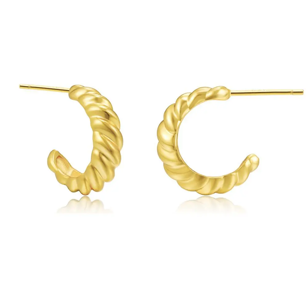 C Shape Twist Croissant Earrings For Women Stainless Steel Hoop Earrings Circle Round Earring Female Fashion Jewelry Orecchini
