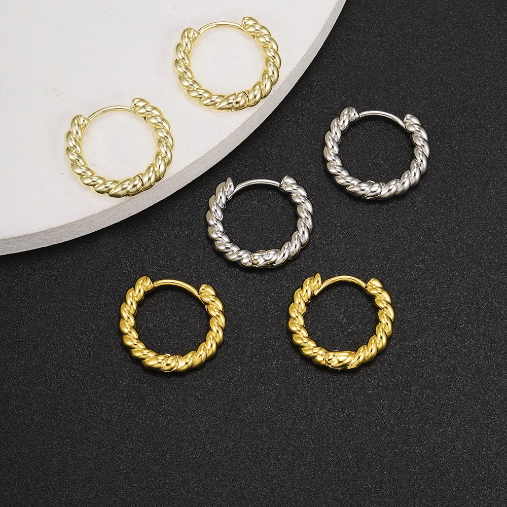 C Shape Twist Croissant Earrings For Women Stainless Steel Hoop Earrings Circle Round Earring Female Fashion Jewelry Orecchini