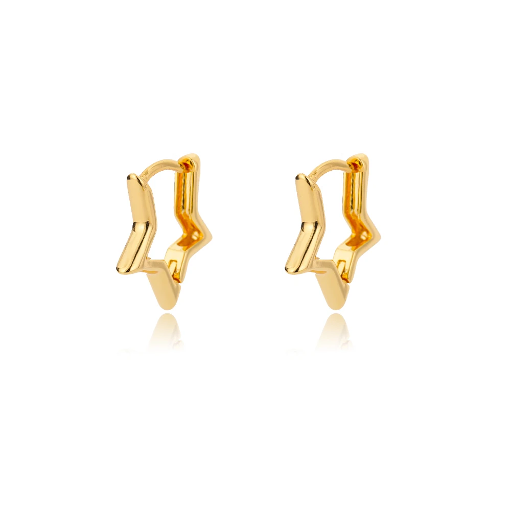 Geometric Star Earrings For Women Girl Stainless Steel Gold Plated Minimalist Punk Star Hoop Earring Christmas Jewelry Gift