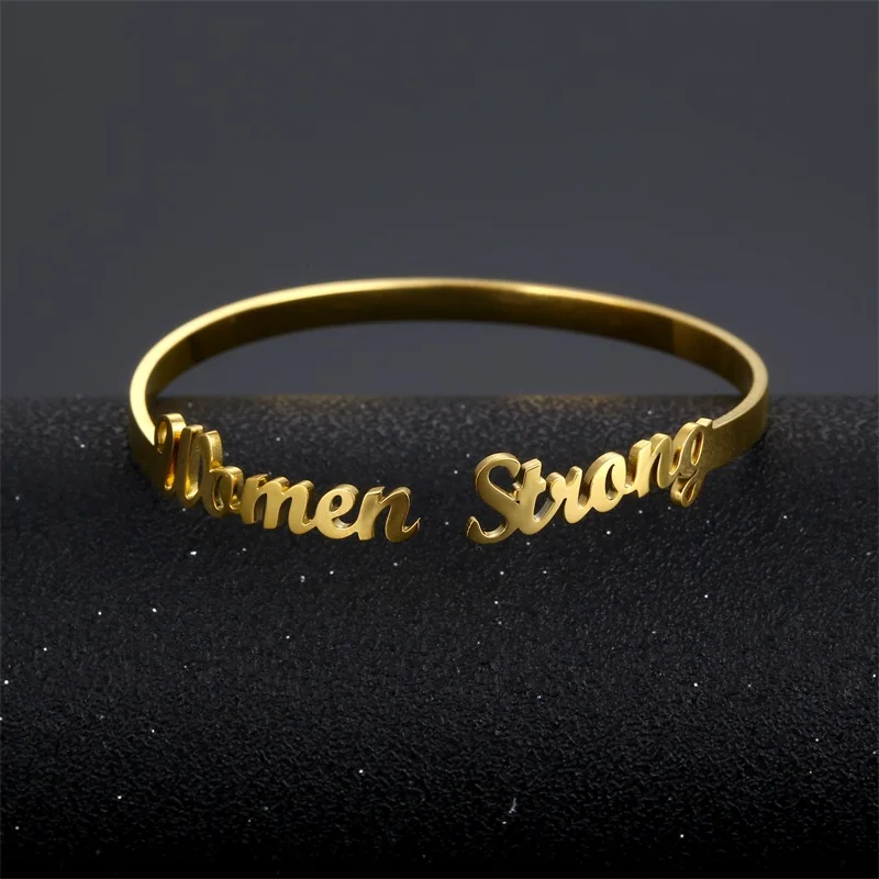 Customized Classic Nameplate Name Bracelet Personalized Custom Cuff Bangles Women Men Rose Gold Stainless Steel Jewelry