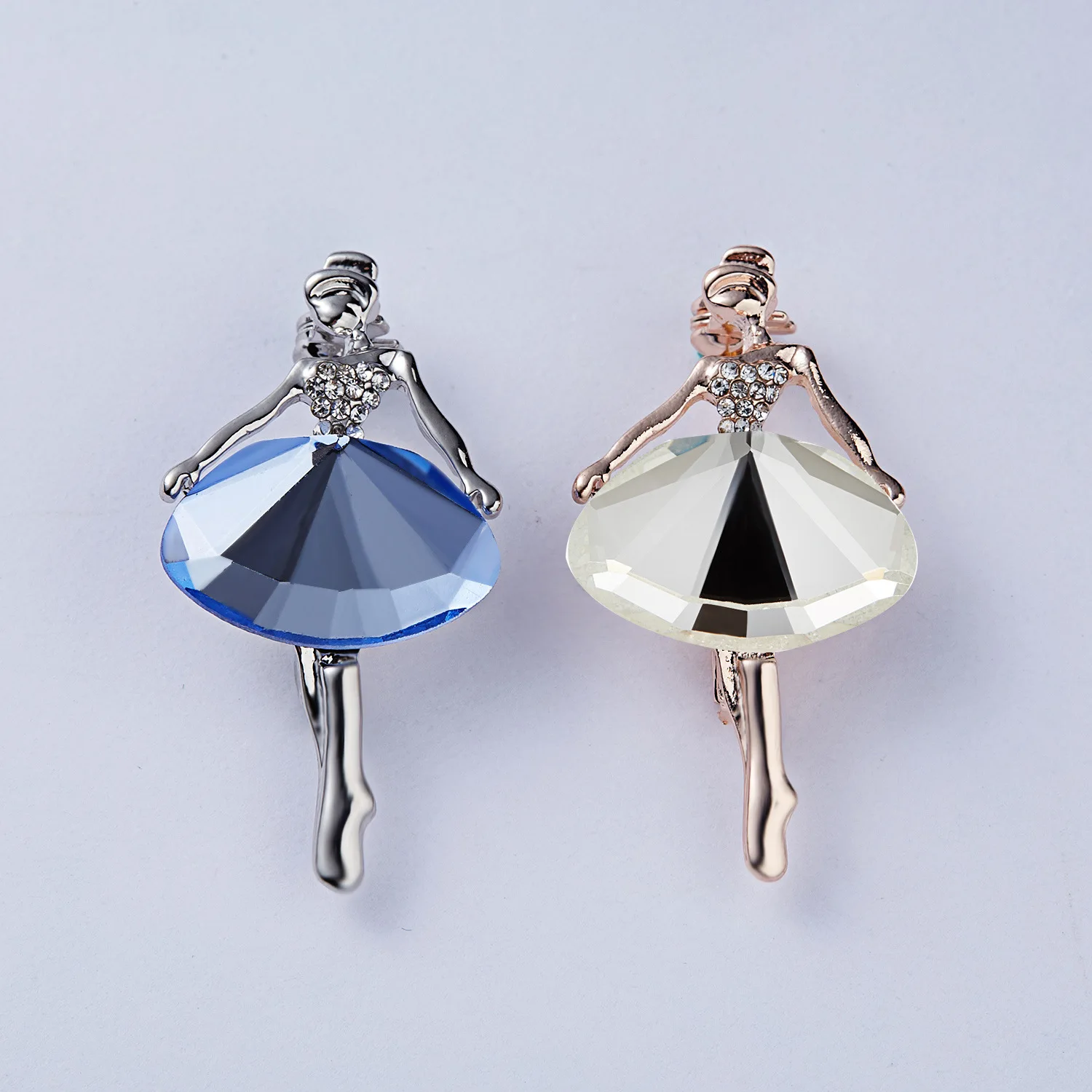 Fashion Multicolor Zircon Brooches For Women Rhinestone Pearl Dancer Girl Cute Brooch Pin Dress Jewelry Accessories Gift