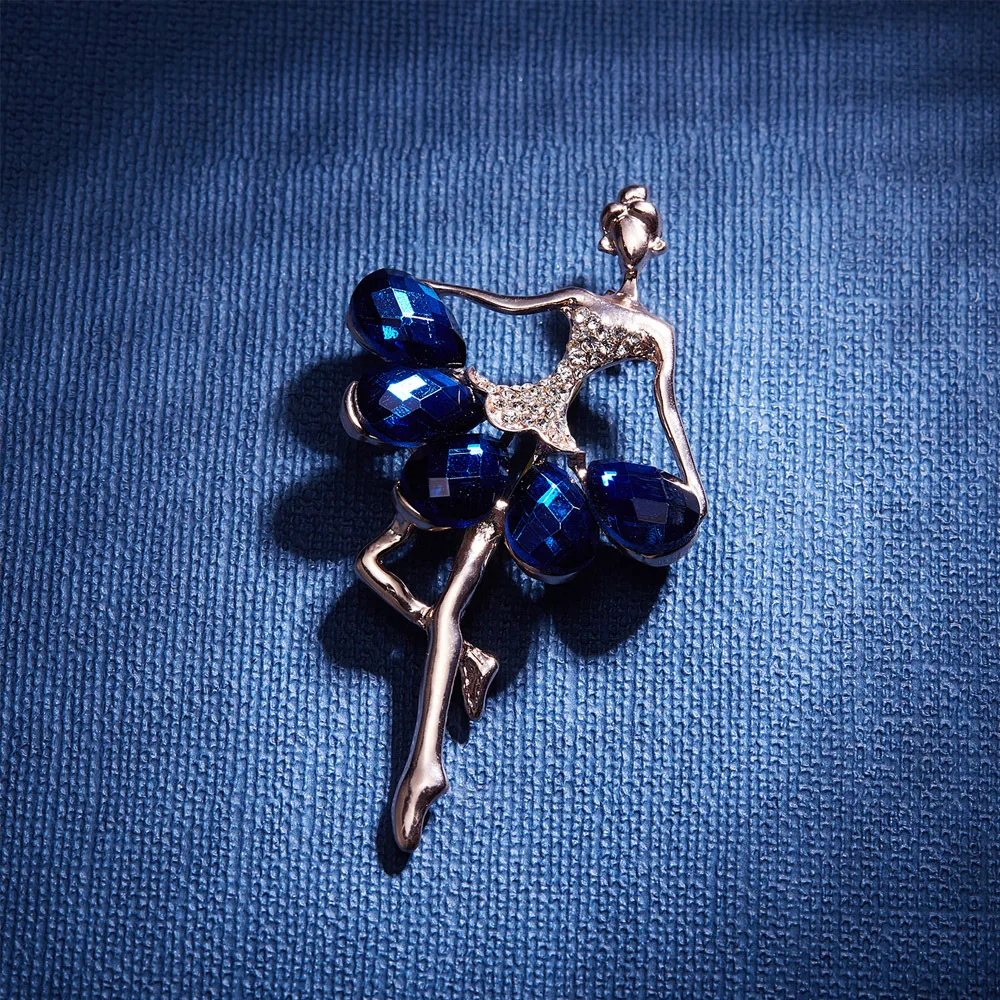 Fashion Multicolor Zircon Brooches For Women Rhinestone Pearl Dancer Girl Cute Brooch Pin Dress Jewelry Accessories Gift
