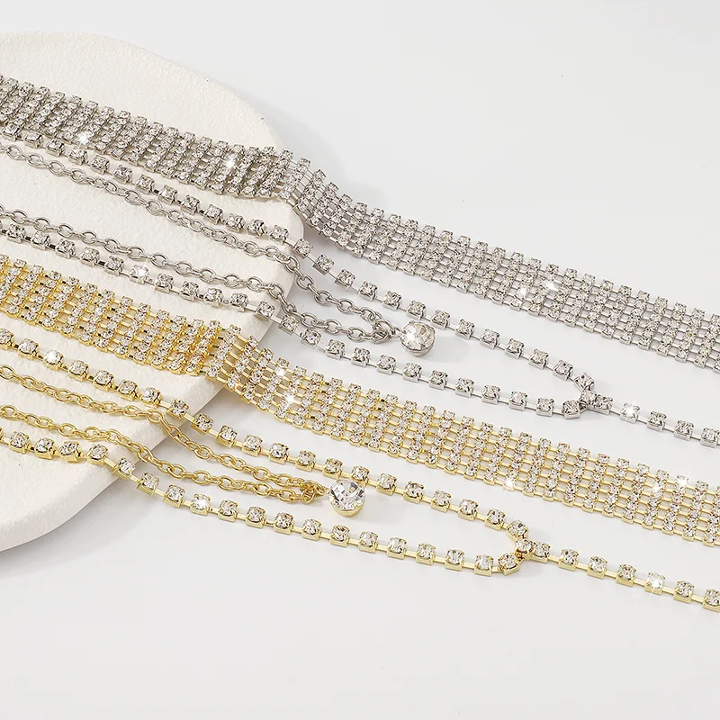 Stonefans Simple Rhinestone Long Tassel Necklace for Women Luxurious Multilayer Claw Chain Collar Y Shape Jewelry Accessories