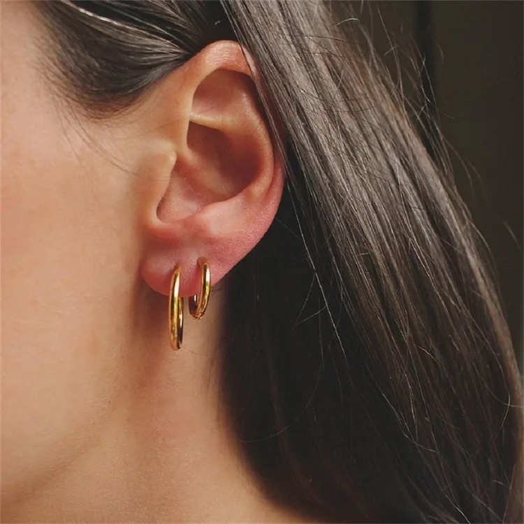 Classic Stainless Steel Round Hoop Earrings For Men Dia 15/18/20mm Circle Hoop Earring Men Piercing Ear Buckle 1Pair Classic Stainless Steel Round Hoop Earrings For Men Dia 15/18/20mm Circle Hoop Earring Men Piercing Ear Buckle 1Pair