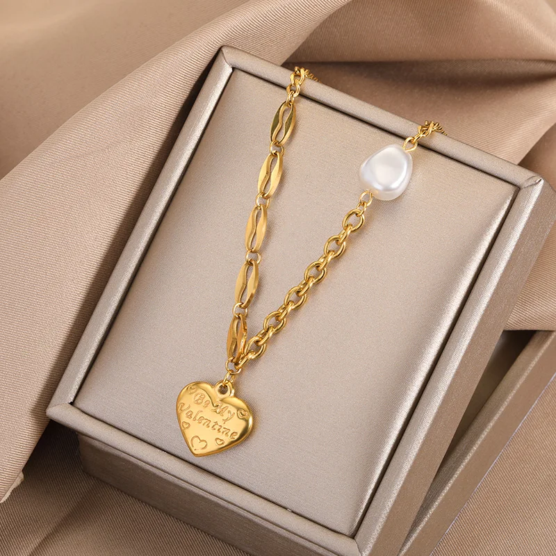 Minimalist Heart Necklaces For Women Stainless Steel Zircon Square Pendant Choker Fashion Festival Party Gift Jewelry