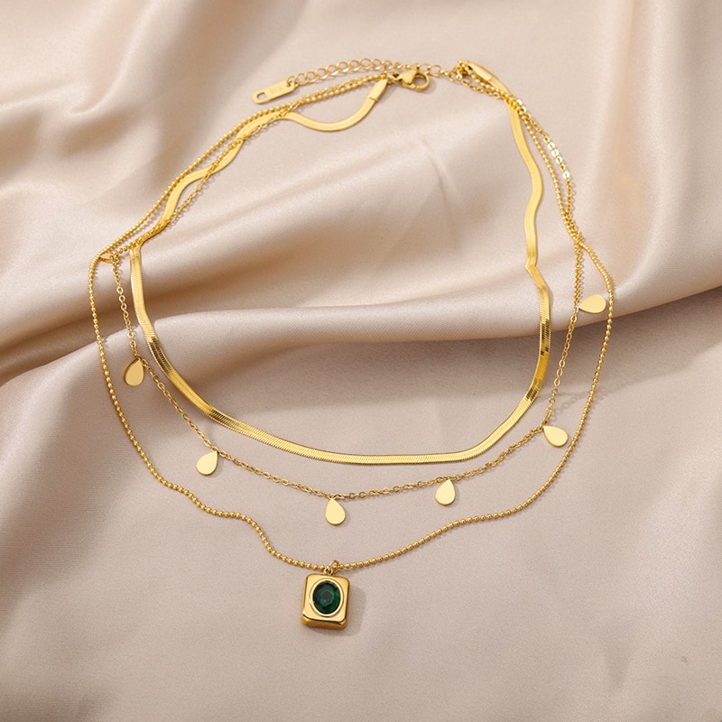 Stainless Steel Geometry Star Moon Butterfly Pendant Multilayer Chain Choker Necklace For Women Wedding Accessories Dropshipping