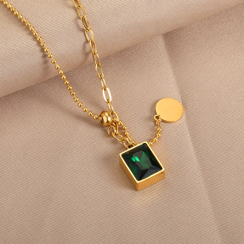 Minimalist Heart Necklaces For Women Stainless Steel Zircon Square Pendant Choker Fashion Festival Party Gift Jewelry