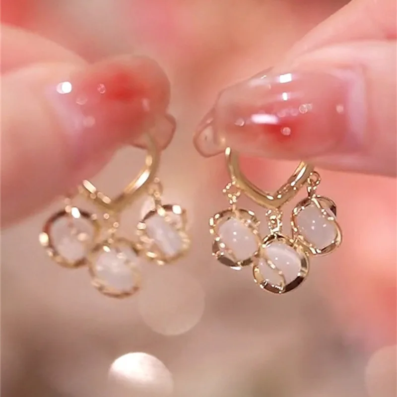 Opal Droplet Natural Stone Earrings Transparent Opal Aesthetic Girl Earring for Women Trendy Creative Jewelry Luxury Party
