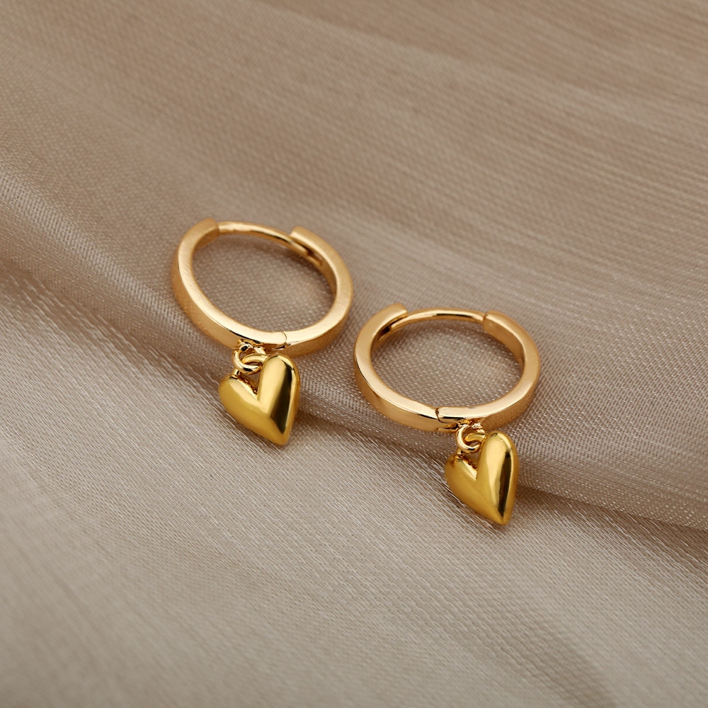 Heart Earring For Women Girl Stainless Steel Vintage Gold Love Heart Love Earring Accessorize Jewelry Gift Bijoux Femme 2022 Heart Earring For Women Girl Stainless Steel Vintage Gold Love Heart Love Earring Accessorize Jewelry Gift Bijoux Femme 2022