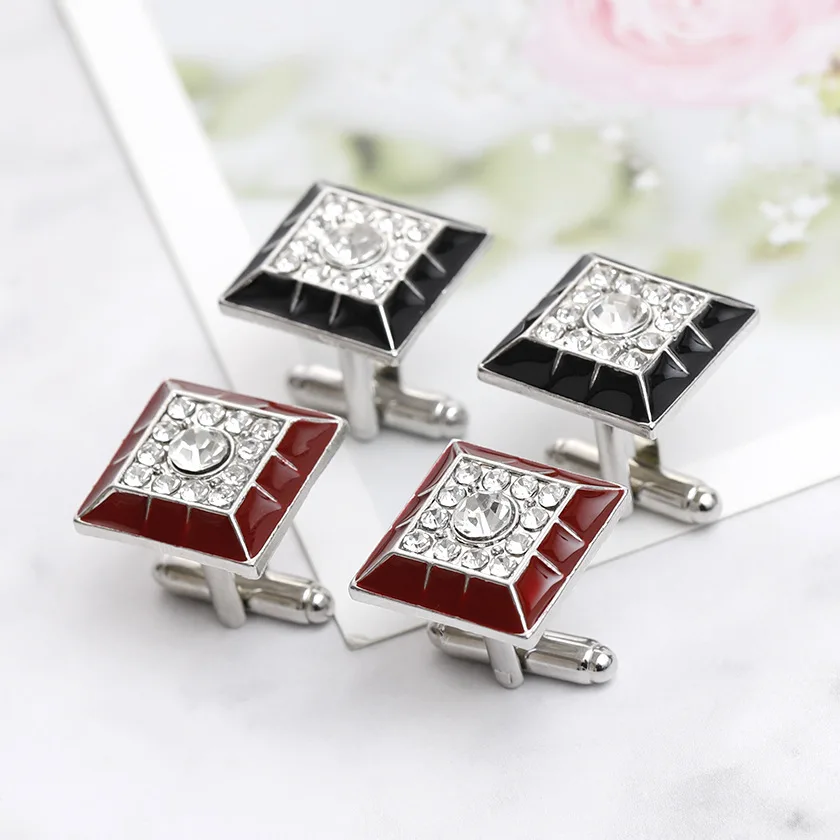 Square Cufflinks Mens Red/Black Enamel Business Cuff Links Button Vintage Retro French Suit Shirt Cufflink Wedding Jewelry Men Square Cufflinks Mens Red/Black Enamel Business Cuff Links Button Vintage Retro French Suit Shirt Cufflink Wedding Jewelry Men