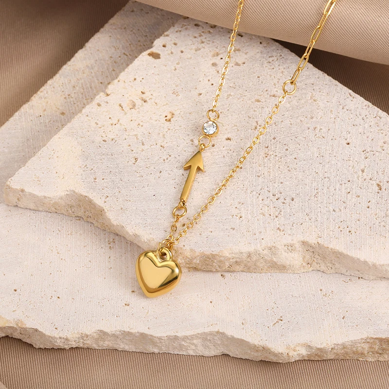 Minimalist Heart Necklaces For Women Stainless Steel Zircon Square Pendant Choker Fashion Festival Party Gift Jewelry